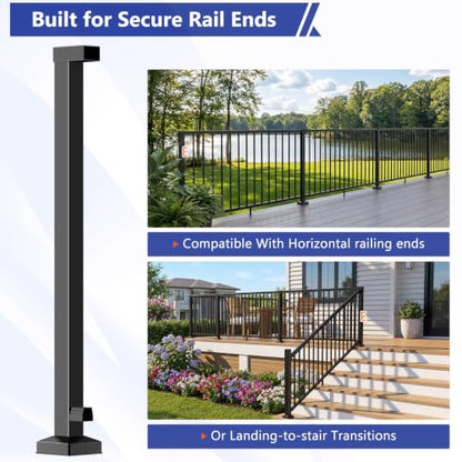 Modular 36 in. Aluminum Deck Railing Post for Aluminum Rail Kit - color: Level 1 End Post