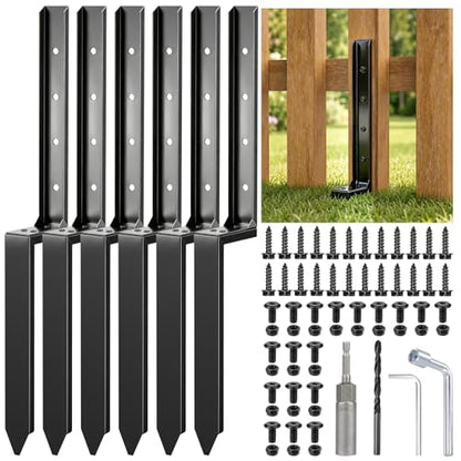 6 Pack Fence Post Repair Kit, Removable Anchor Spike for Wood Post - size: 6 PCS
