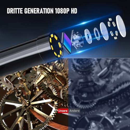 Daxiongmao Endoscope Camera with Light, 1080P HD Borescope - color: Black