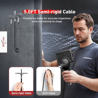 Ralcam 4-Way 360° Articulating Borescope for Mechanic Automotive HVAC Wall - size: 6.2mm