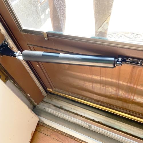Pneumatic Door Closer Kit for Screen and Storm Doors, Includes Push Button Latch and Protector Chain Spring (Black All-in-One, 1 Set) - style: Black All-in-One