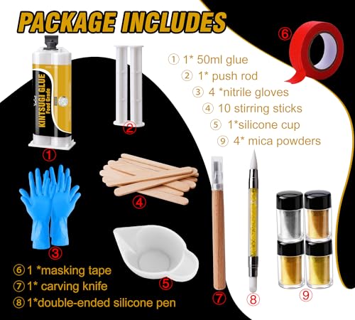 Kintsugi Repair Kit 50ml Gold Silver Ceramic Glue Japanese Kintsugi Process