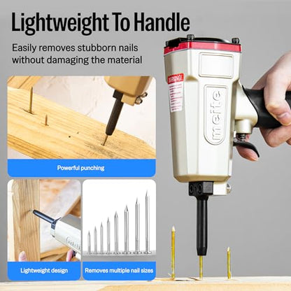 meite NP45 Pneumatic Nail Remover Kit with 1-3/4 Inch Coil Roofing Nails, Heavy Duty Air Punch Nail Extractor Tool for Roof Repair Wood Demolition Pallet Recycling, 2,880PCS