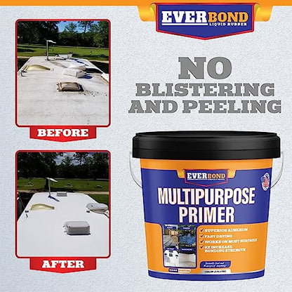 Everbond Multipurpose Primer - Primer for Roof Coatings - Use on EPDM Rubber, Wood, Fiberglass, Concrete, and Metal Surfaces - Easy to Apply on RVs, Campers, and Trailers - 4.75 Gallons - style: 5 Gallons Multipurpose Primer