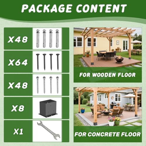 8 Pcs 4"x 6"Post Base Brackets(Acturl Fit 3.6"x5.6") Post| - size: 4"x 6", style: 8 Pcs