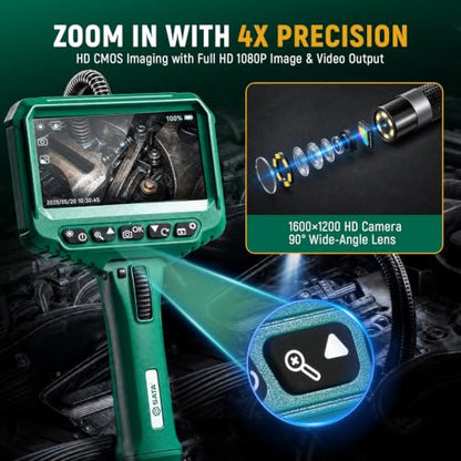 SATA Articulating Borescope Camera with Light, 210° Two-Way Endoscope