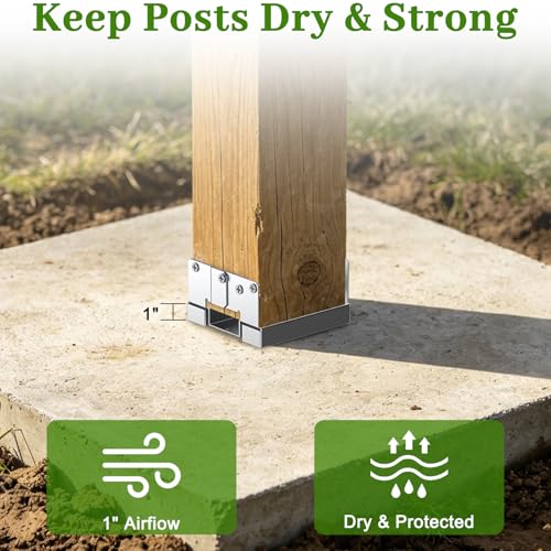 6 Pcs 6x6 Post Base for Concrete, Actual 5.5"x5.5" Wood, Silver - size: 6Pcs Silver