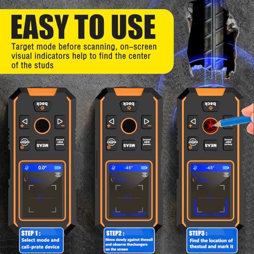 Stud Finder Wall Scanner 3IN1 Stud Detector Beam Detector Laser Rangefinder - color: Red