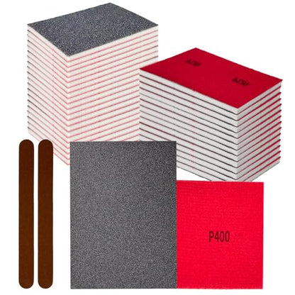 26PCS Hook & Loop Sanding Sponge, Washable and Reusable Sanding Blocks - size: 400 Grit