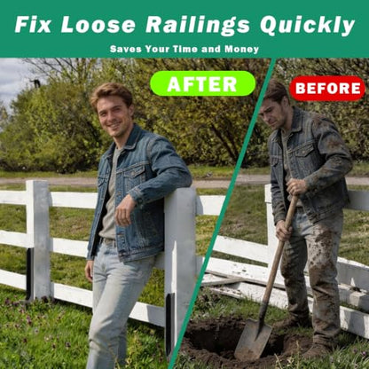 Fence Post Repair Kit, Includes Heavy Duty Fence Posts Repair Stakes, Steel Ground Spikes for Repairing Broken or Tilted Wooden Posts in Yards Farms 4pcs - size: 4pcs