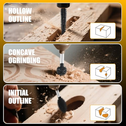 CAELUM Small Taper Carbide Rotary Burr, 1/8" Very Coarse Wood Carving Kit - color: Small Taper