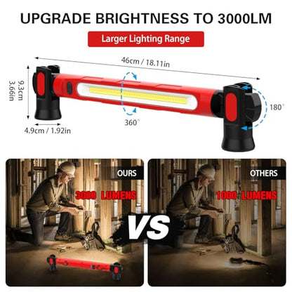 ERAY Magnetic Work Light Bar, 6000mAh /3000LM Rechargeable Under Hood Light - color: Red