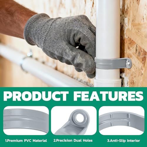 OURU 1 Inch PVC Pipe Straps, 2-Hole Plastic Conduit Clamp, 16PCS - size: 1"