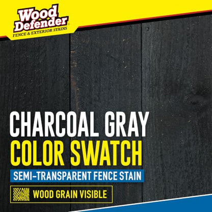Wood Defender Semi-Transparent Fence Stain and Seal, Charcoal Gray, 1-Gal - color: Charcoal/Gray, size: 1 Gallon