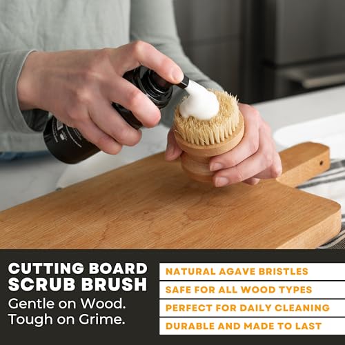 Rhino Wax Cutting Board Cleaning Brush for Wood Boards & General Scrubbing