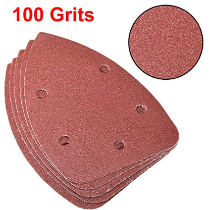 uxcell Detail Sander Sandpaper, Triangular Sanding Paper, Hook and Loop Sanding Pads, Triangle Oscillating Multi Tool, 100 Grits 5 Holes, 10pcs - size: 100 Grits