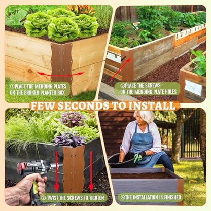 8Pcs Heavy Duty Metal Raised Garden Bed L-Shape Corner Brackets (11"x3"x3") - color: Brown
