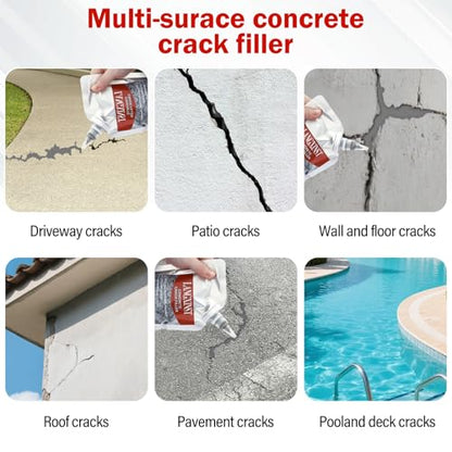 Concrete Crack Filler, Waterproof Repair Sealant for Driveways 2 PCS