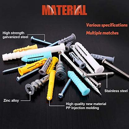 Hilitchi 220-Pieces Zinc and Plastic Self Drilling Drywall Anchors with Phillips Pan head Self Tapping Screws Assortment Kit - size: B Kit
