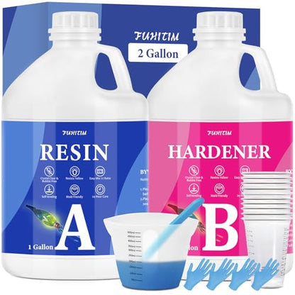 Epoxy Resin 2 Gallon Crystal Clear Epoxy Resin Kit DIY 1:1 Ratio - color: 2 Gallon Kit