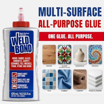 Weldbond Multi-Surface Glue Non-Toxic for Mosaic Wood Craft 14.2oz (4 Pack) - size: 4-pack