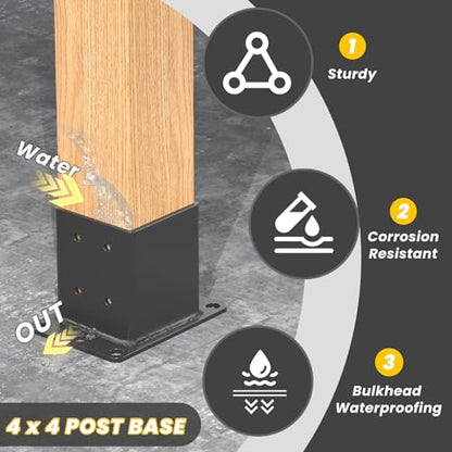 4x4 Post Base 2 Pcs, 12 Gauge 4x4 Post Bracket - size: 4x4