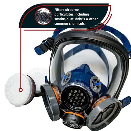 Parcil Distribution Full Face Respirator Mask - Air Purifying, Organic Vapor & Particulate - Industrial Use - CE Tested - color: Pd-100 Inferno Red