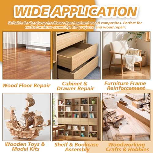 4OZ Wood Glue with Brush, Strong Woodworking Super Glue, Professional Adhesive for Furniture Repair, Crafts, DIY Projects, Hardwood & Softwood