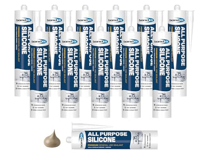Bond It All Purpose Silicone, Sealant, 10 oz, Pack of 12, Beige - color: Beige