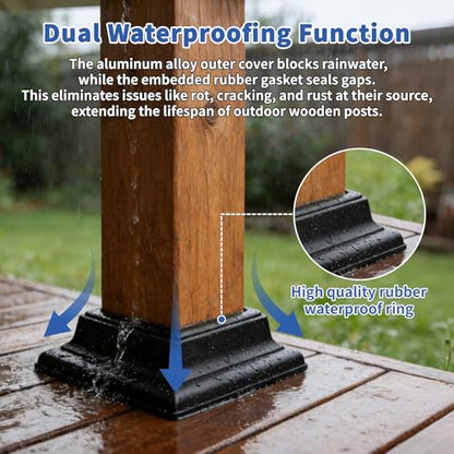 4-Pack 4x4 Post Skirt Aluminum Split Deck Post Base Cover (Black) - color: W/P Gasket Black UK