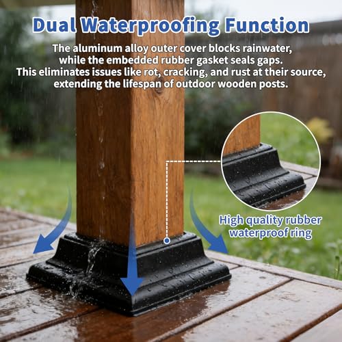 4-Pack 4x4 Post Skirt Aluminum Split Deck Post Base Cover (Black) - color: W/P Gasket Black UK
