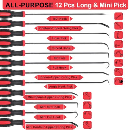 Keze 12 Pcs Pick and Hook Tool Set - color: Black-12 Hook and Pick Set