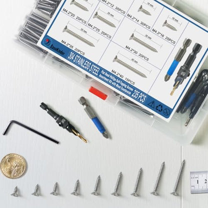 235PCS Wood Screws Assortment Kit, #8 Self Tapping Screw Set (9 Sizes) - size: SS304 M4.2