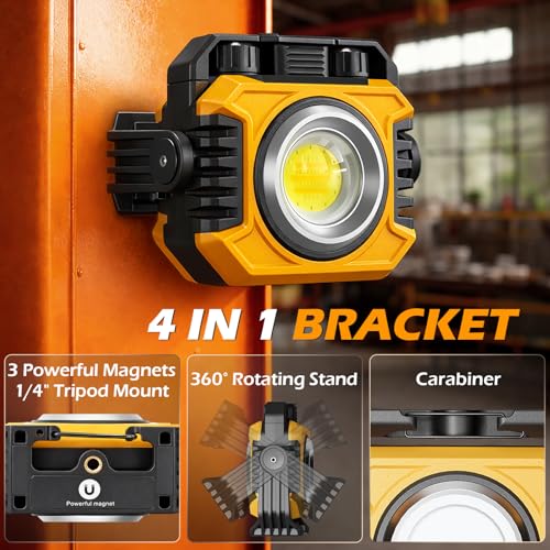 Samyoung 2-Pack 2400LM Magnetic Rechargeable Work Light, Up to 80 Hours