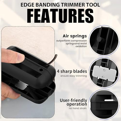 Edge Banding Trimmer,Tungsten Carbide Blades,Manual Woodworking Tool,Black - color: Black