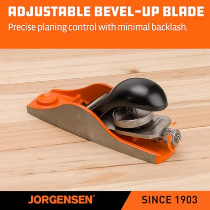 JORGENSEN No.102 Wood Planer, Low Angle Block Plane for Woodworking