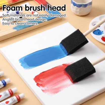 100 Pack 2 Inch Foam Paint Brushes, Black Sponge Brush Set with Wood Handles, Bulk Foam Brush for Stains, Varnishes, Acrylics, Crafts, DIY Projects, Smooth Finish