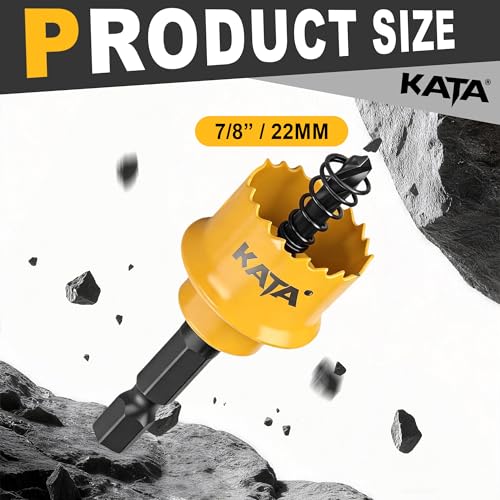 KATA 7/8" Bi-Metal Thin Wall Hole Saw for Thin-Gauge Metal, Plastic, PVC - color: Yellow (7/8")