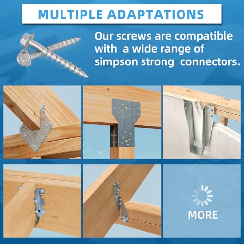 Upgrade #9 x 1-1/2" Joist Hanger Screws 500 PCS, 1/4" Hex Head & 0.370"-Dia