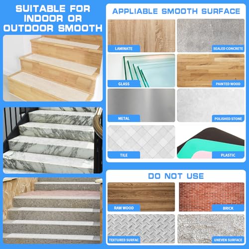 LadyRosian Outdoor Stair Treads Non Slip 10-Pack Clear 6" x 24" - Weather Resistant Adhesive Heavy Grip Tape - Waterproof Anti Skid Strips - color: Clear, size: 6" x 24"