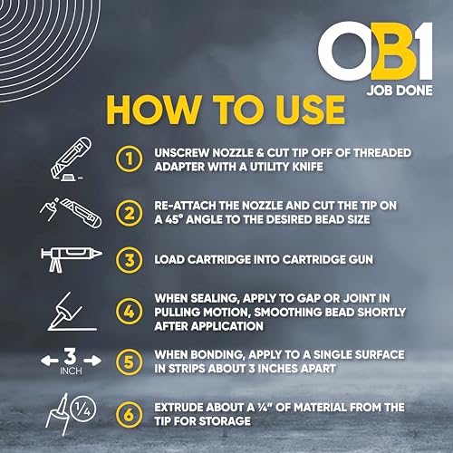 OB1 Universal Caulk Sealant & Adhesive Black 10.1oz - 1 Cartridge - color: Black, size: 10.1oz