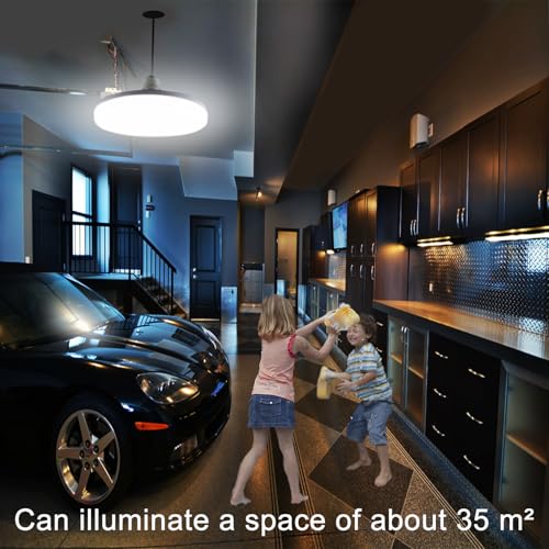 NCBCNB E27 UFO Garage Light Bulbs 195W Equivalent Efficient 30W 5.7Inch 2700LM, LED Light Bulbs, 6500K Daylight White Light E27/26 Standard Base, 50000 Hours Lifespan for Hallway Bedroom Home Garage - size: 6 Inch
