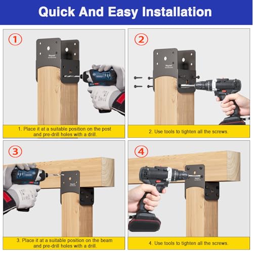 Post Anchor Connector,Stainless Steel Beam Anchor Connector, Post Base Bracket for Supporting Wood Beams (4, P4x4-B(4x4/4x6)) - size: P4x4-B(4x4/4x6)