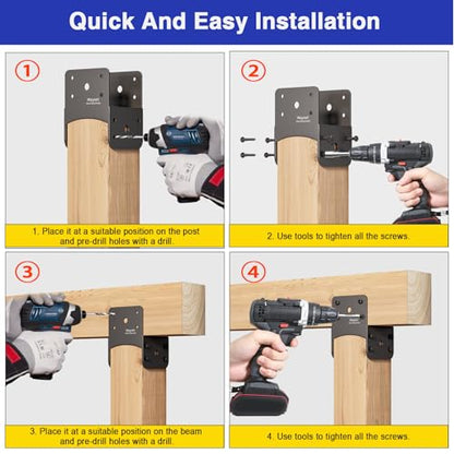 Post Anchor Connector,Stainless Steel Beam Anchor Connector, Post Base Bracket for Supporting Wood Beams (4, P4x4-B(4x4/4x6)) - size: P4x4-B(4x4/4x6)