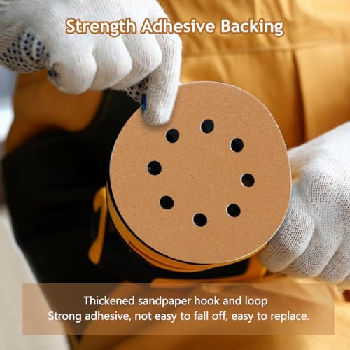50 PCS 60-320 Grits 5 Inch 8 Hole Hook and Loop Sanding Discs