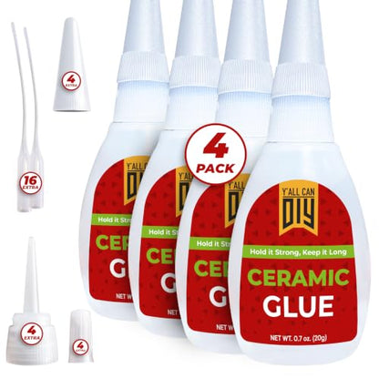 Y’allCanDiy Ceramic Glue Repair for Pottery, Porcelain, Super Glue 4 Pack - size: 4 Pack
