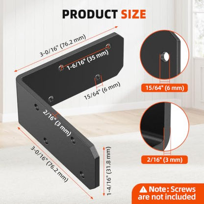 3x3 Inch Angle Bracket, 90 Degree Corner Bracket, Black, 8 Pack - color: Black-8PCS