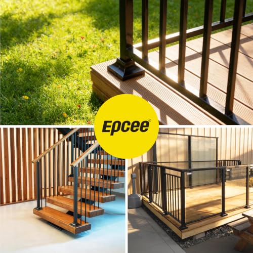 8pcs 1.25" Aluminum Deck Post Base Cover, Skirt, Handrail, Stair, Porch, Railing Base Brackets Covers (Black) - color: Black, size: Post 1.25"x 1.25" Base 3.5"x3.5"