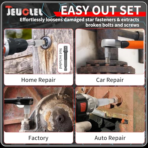 7PCS Torx Star 6 Point 1/4" Drive Socket Kit, Broken Bolt Extractor