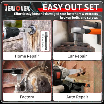 7PCS Torx Star 6 Point 1/4" Drive Socket Kit, Broken Bolt Extractor